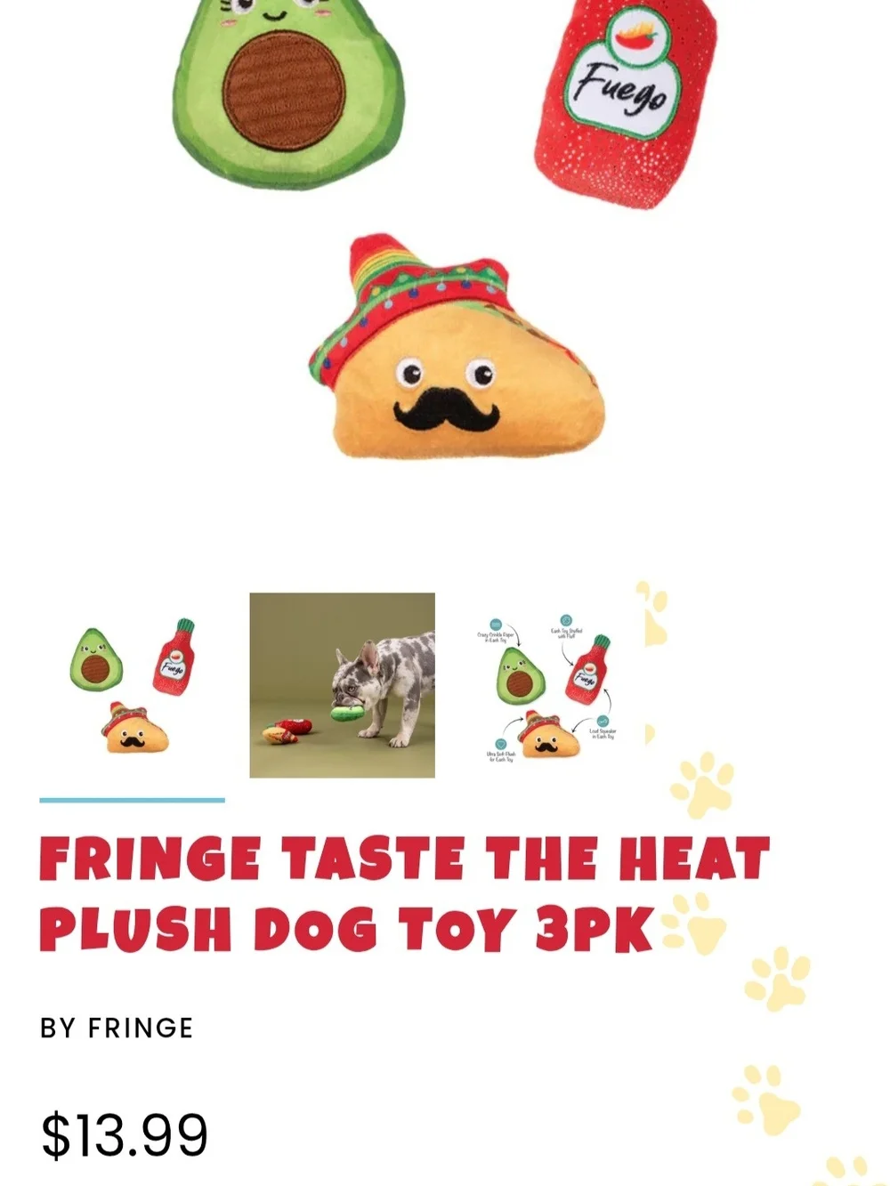 Meijer Taco Fiesta Plush Cat Toy Set - Multicolor